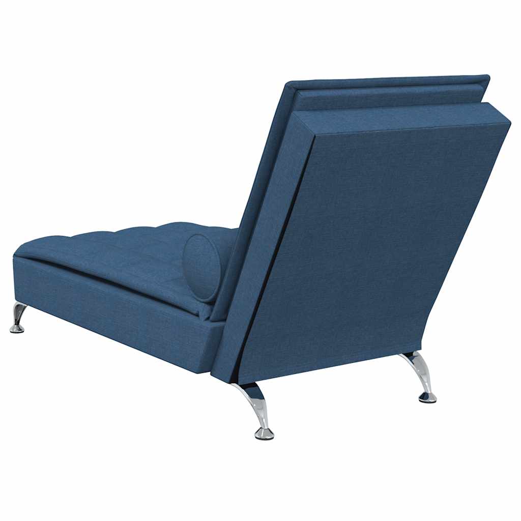 Massage-Chaiselongue mit Nackenrolle Hellgrau Stoff