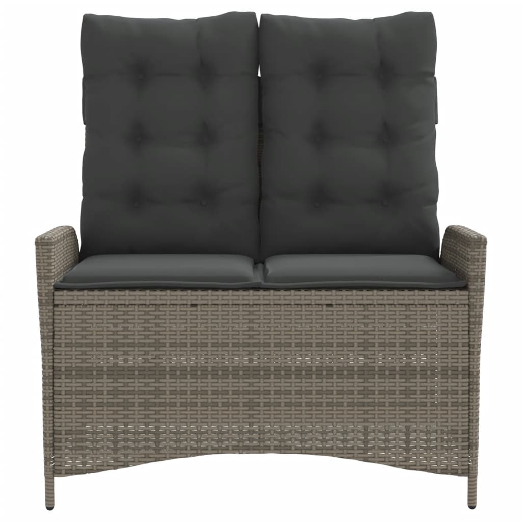 Gartenbank Verstellbar mit Kissen Schwarz Poly Rattan