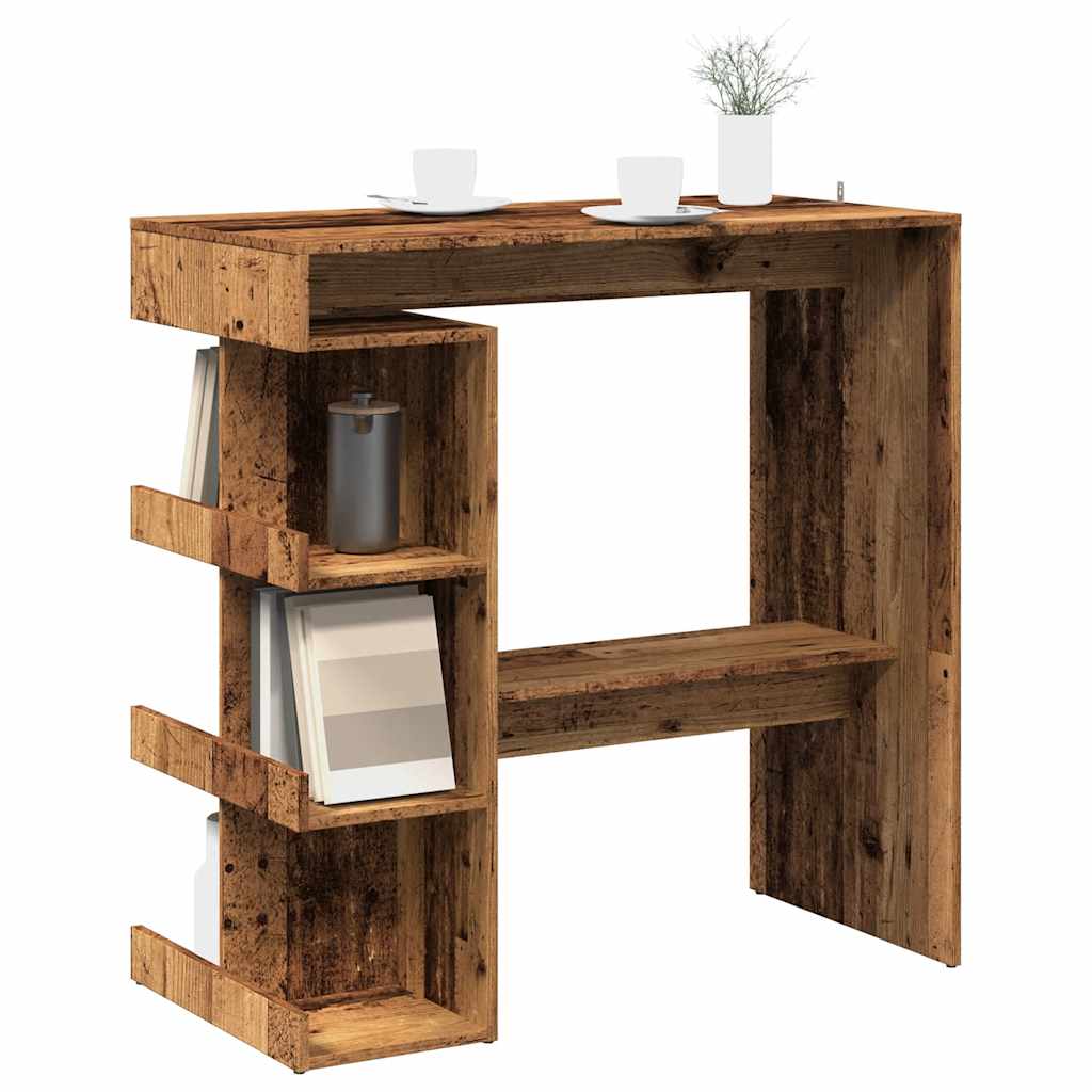 Bartisch mit Regal Weiß 100x50x101,5 cm Holzwerkstoff
