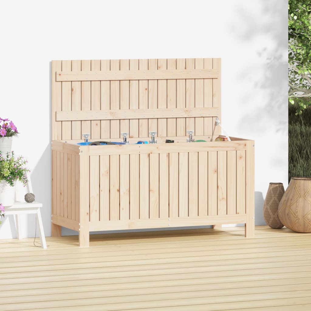 Gartentruhe Grau 76x42,5x54 cm Massivholz Kiefer