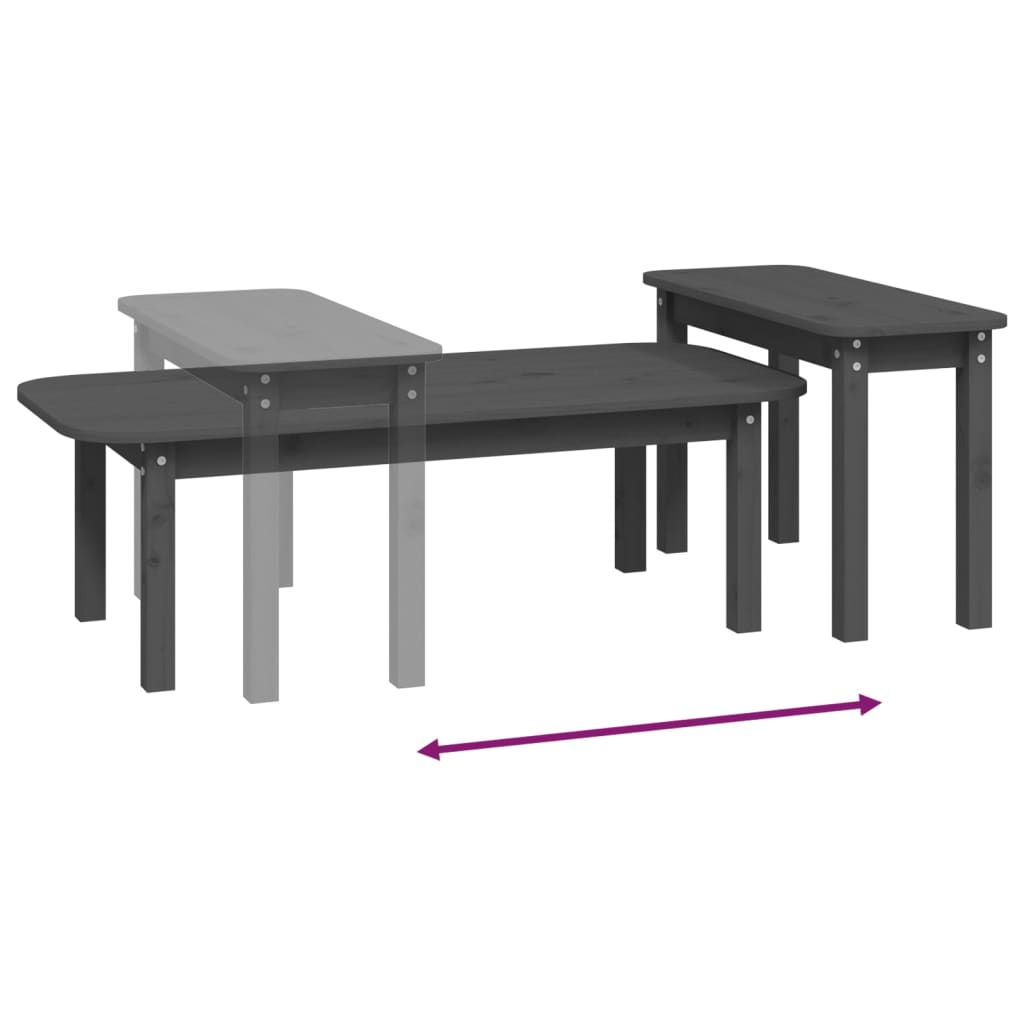 2-tlg. Couchtisch-Set Massivholz Kiefer