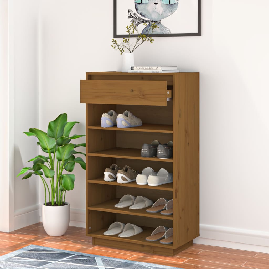 Schuhregal 60x34x105 cm Massivholz Kiefer