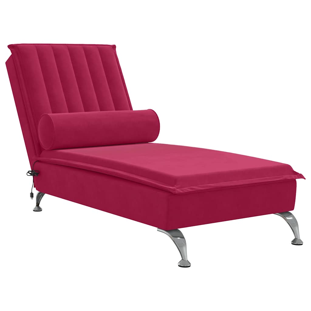 Massage-Chaiselongue mit Nackenrolle Hellgrau Samt