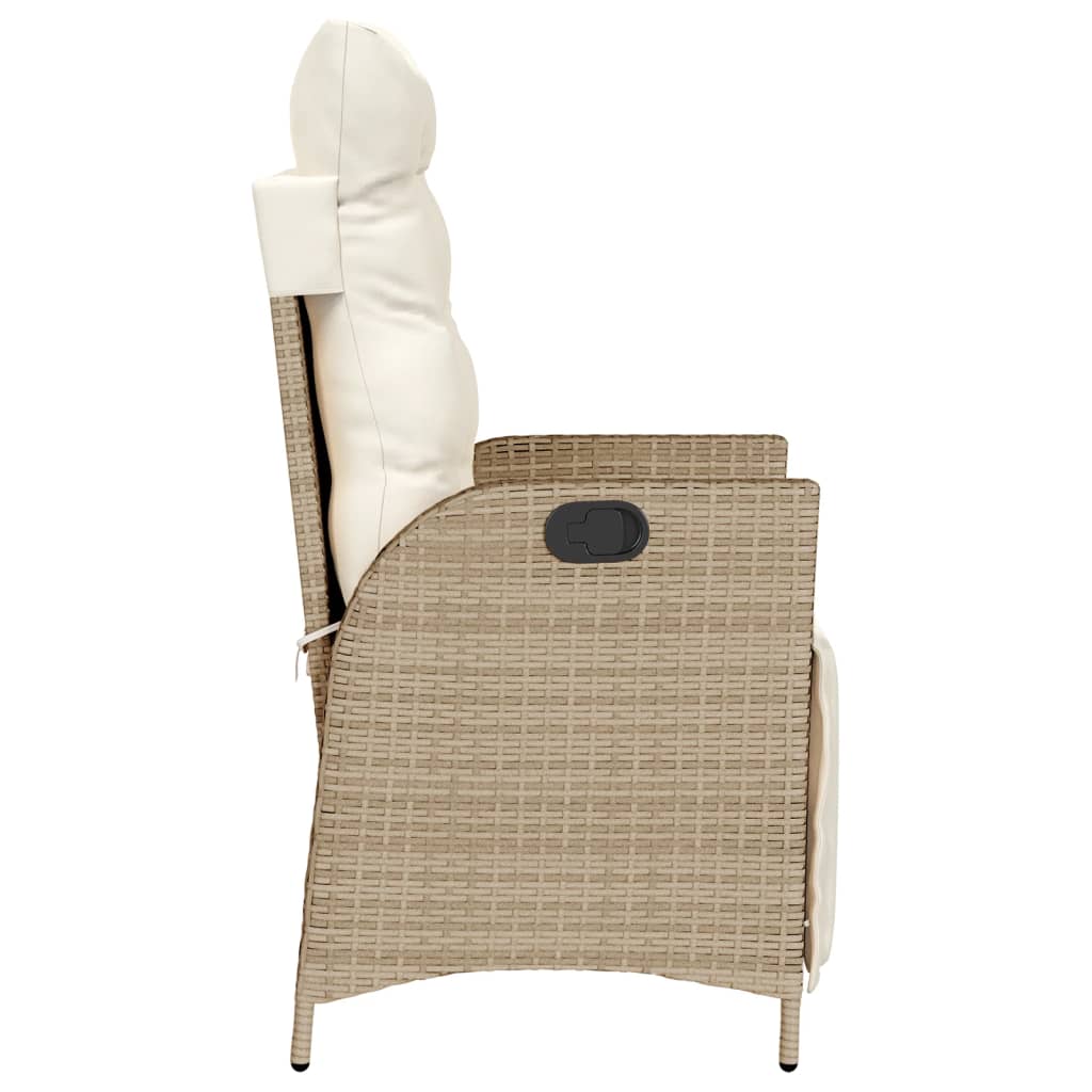 Gartensessel Verstellbar mit Kissen Schwarz Poly Rattan