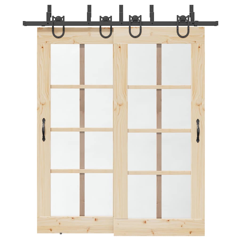 Schiebetürbeschlag-Set 183 cm Stahl Schwarz