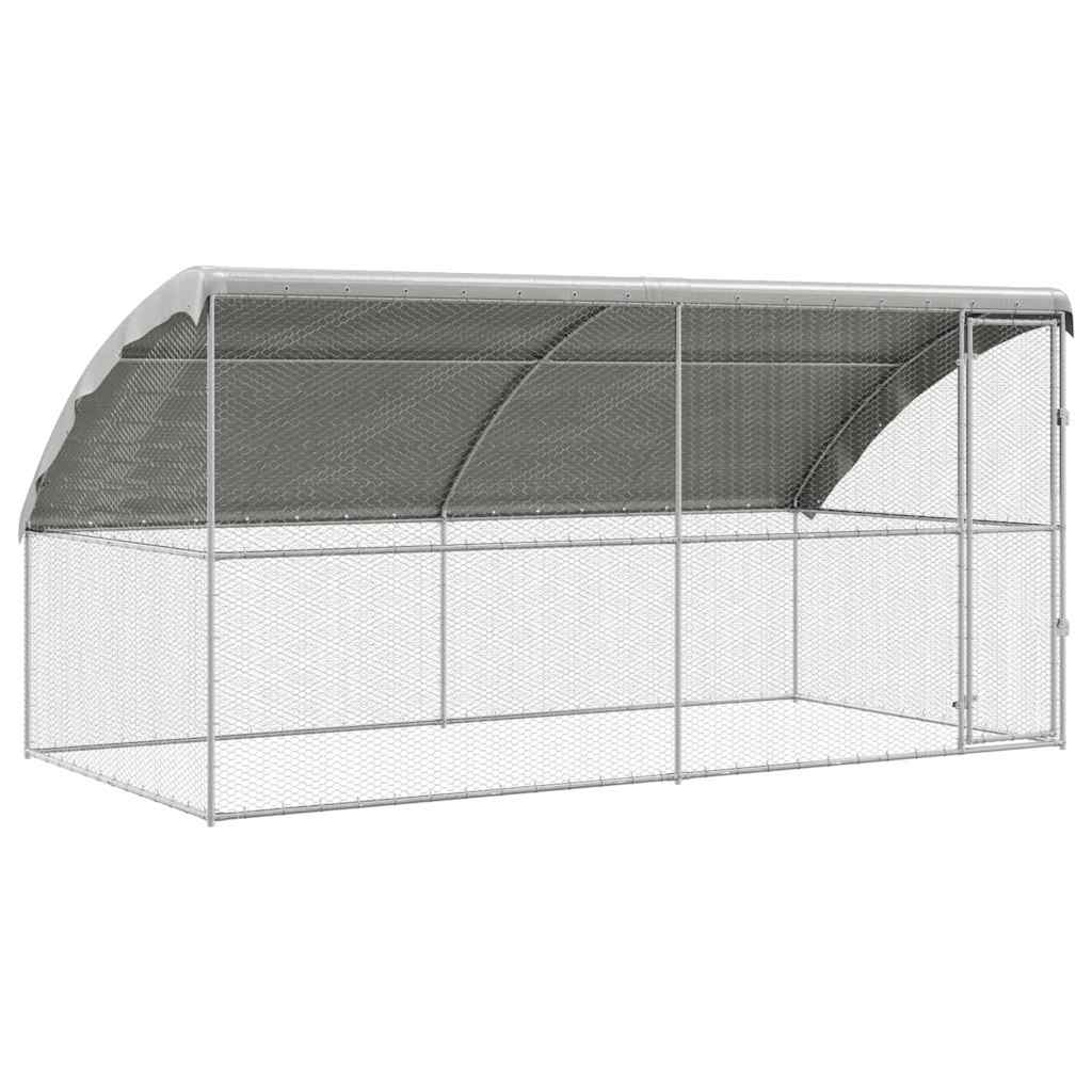Hühnerkäfig 2 pcs Silber 400 x 200 x 200 cm Verzinkter Stahl