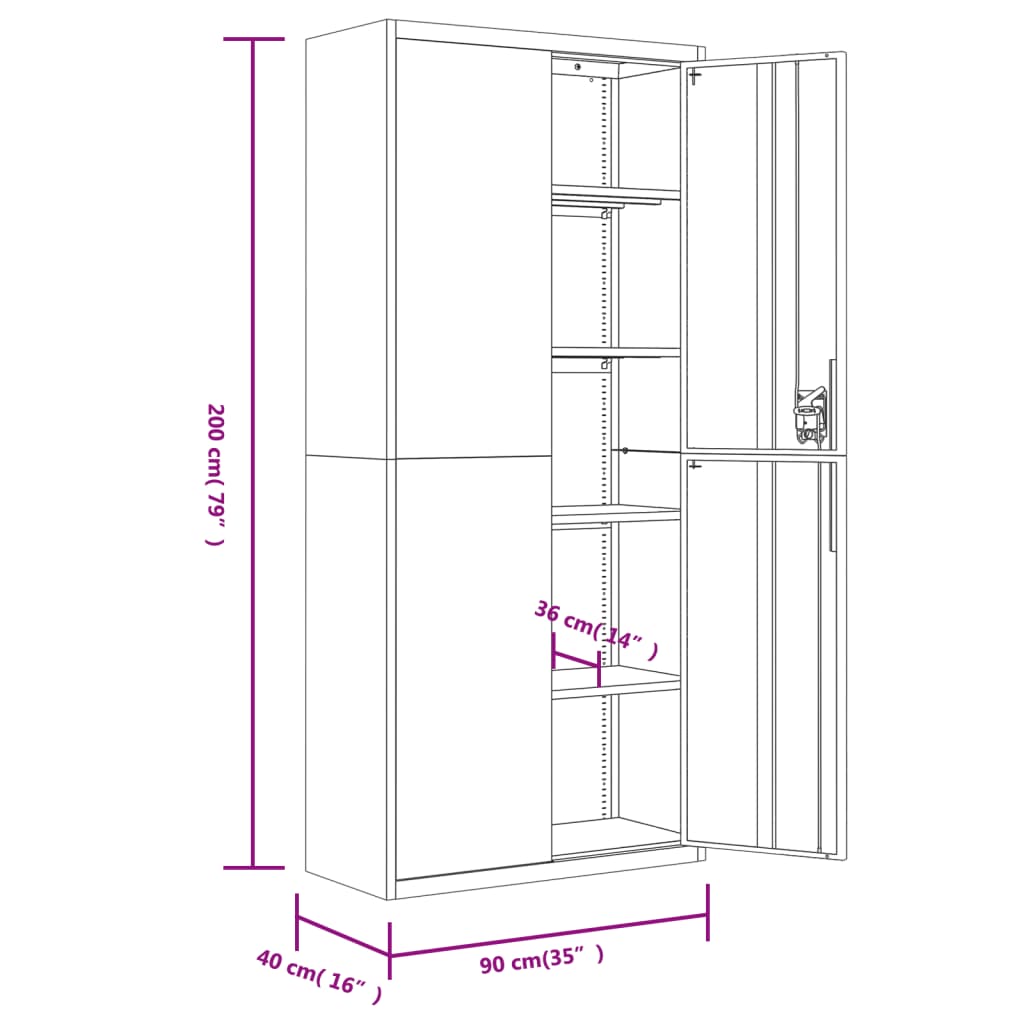 Aktenschrank Weiß 90x40x110 cm Stahl