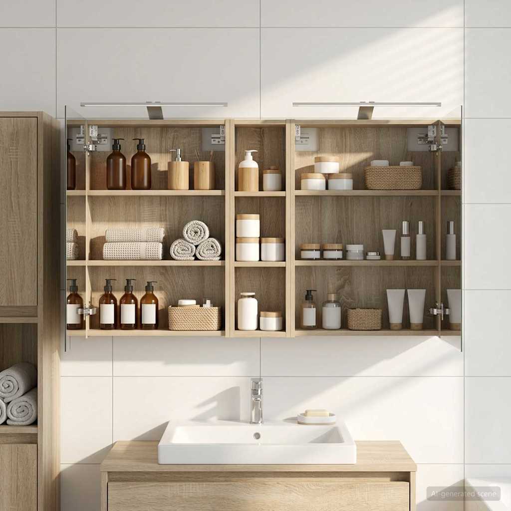 Badezimmerschrank-Set 3 pcs 80 x 10,5 x 50 cm Holzwerkstoff
