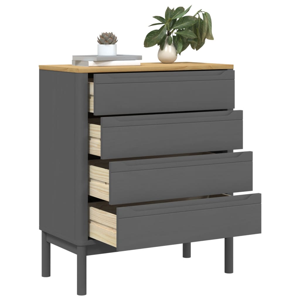 Kommode FLORO Wachsbraun Massivholz Kiefer