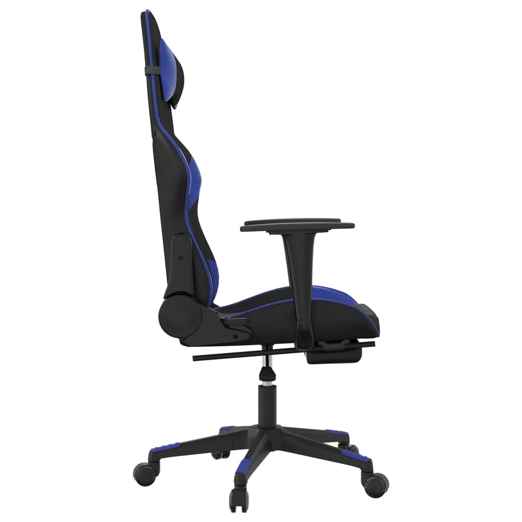 Gaming-Stuhl mit Massagefunktion Schwarz und Blau Kunstleder