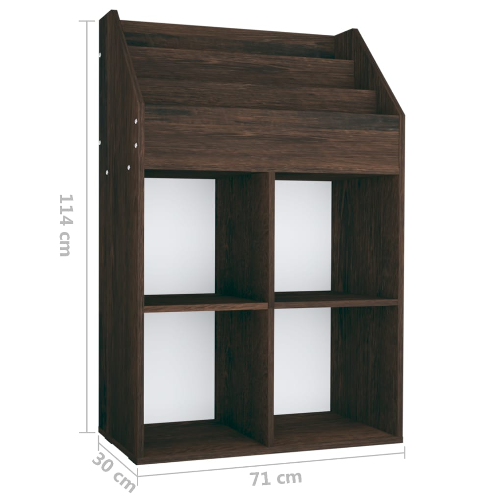 Kinder-Bücherregal Braun Eichen-Optik 71x30x114cm Holzwerkstoff