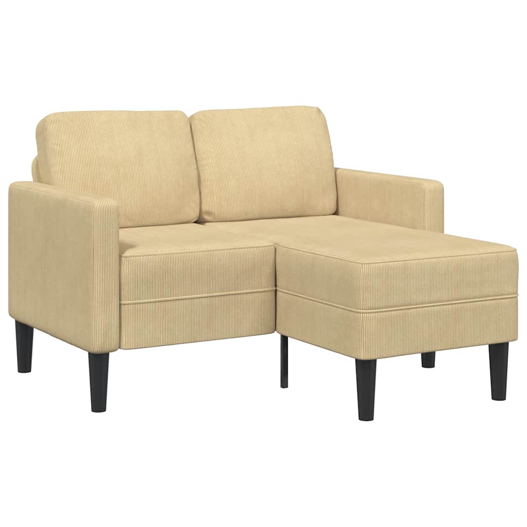 2-Sitzer-Sofa mit Chaiselongue L-Form Hellgrau 125 cm Leinen