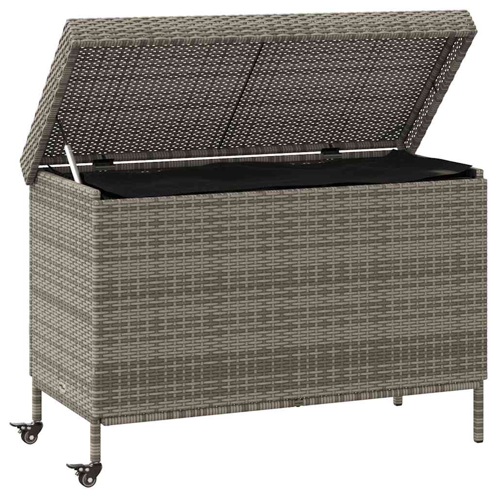 Gartentruhe mit Rollen Schwarz 110x55x73 cm Poly Rattan