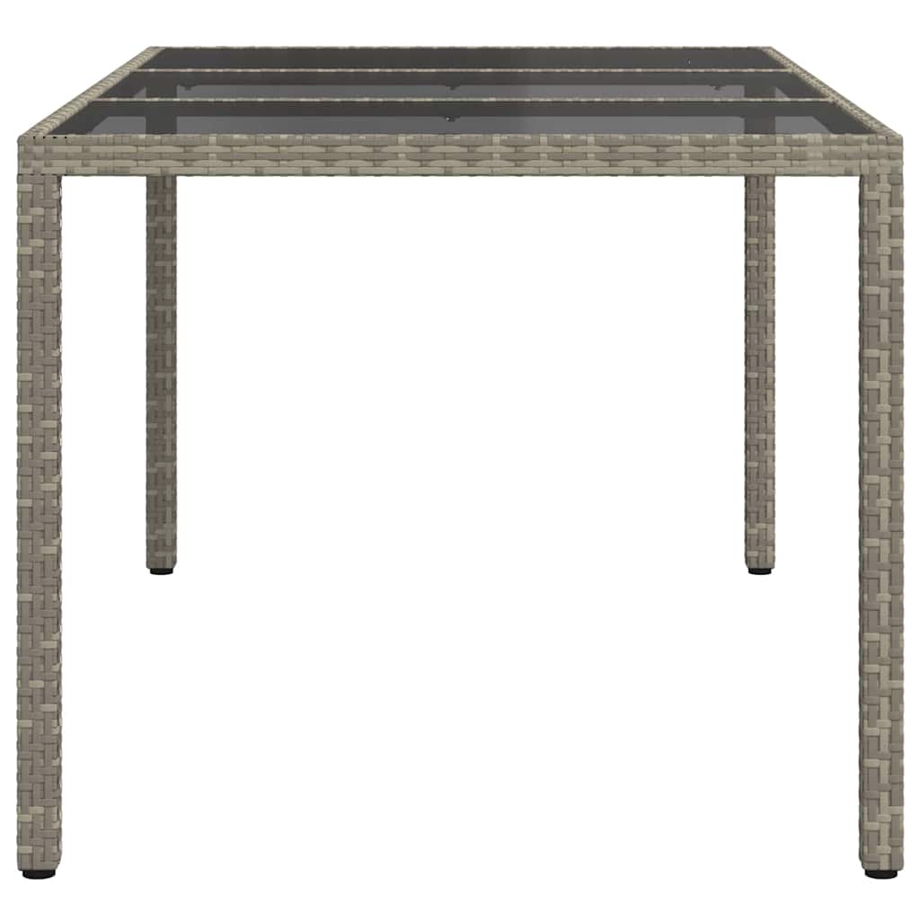 Gartentisch 150x90x75 cm Hartglas und Poly Rattan Grau
