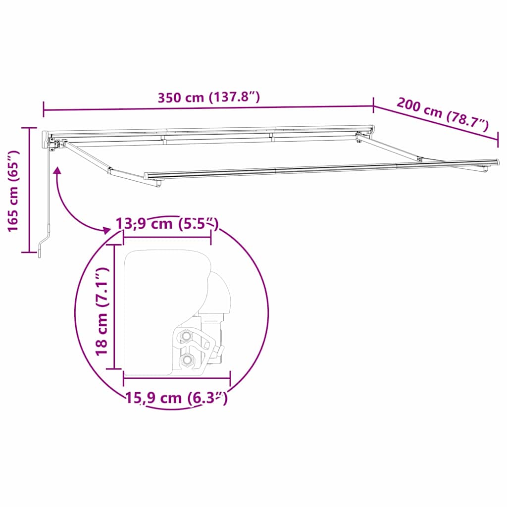 Markisenrahmen Verstellbar Weiß 2,5 x 2 m Stahl