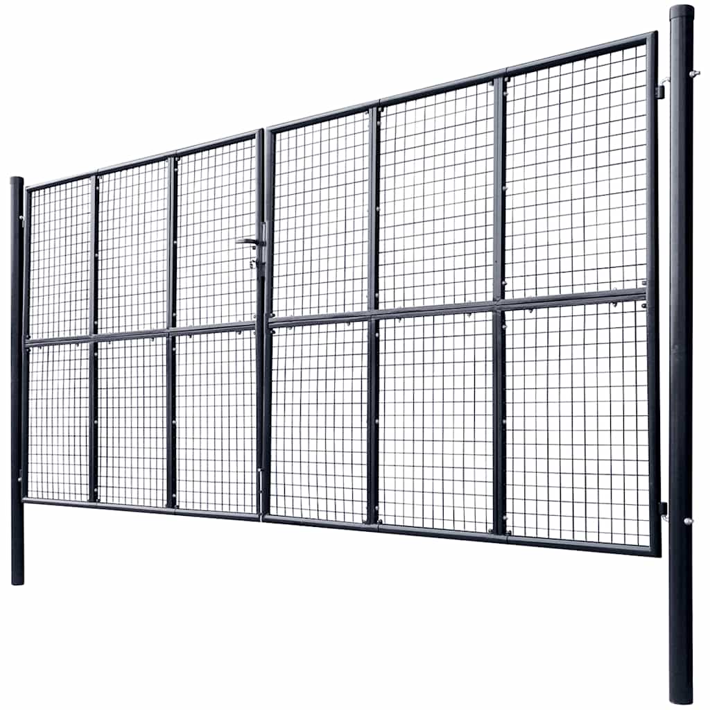 Maschen-Gartentor verzinkter Stahl 400 x 150 cm Grau