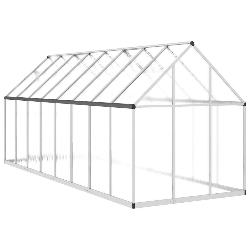 Gewächshaus mit Fundamentrahmen Silber 334x169x202cm Aluminimum
