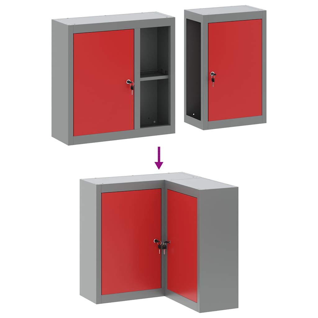 Werkzeugschrank mit Regal Schwarz und Grau 55 x 55 x 55 cm