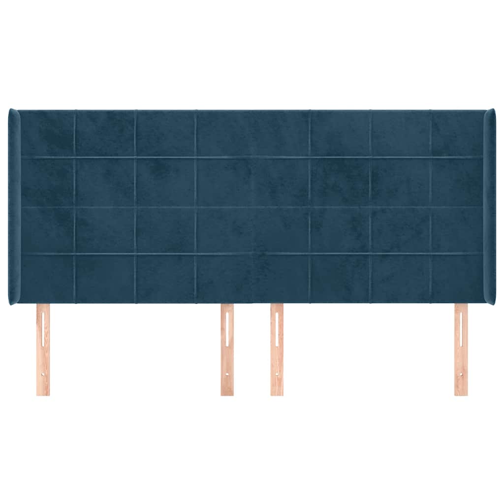 Kopfteil mit Ohren Dunkelblau 93x16x78/88 cm Samt