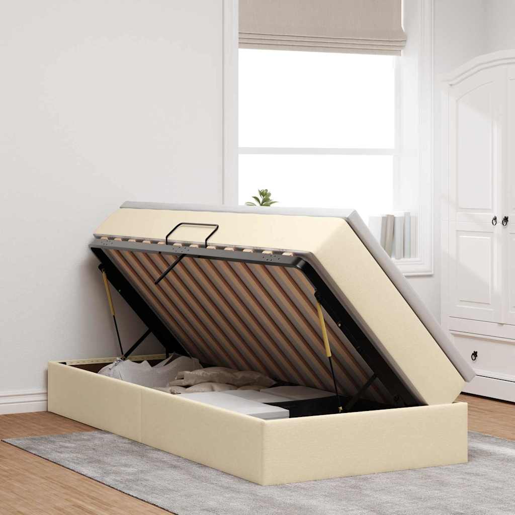 Aufbewahrungsbett mit Matratze Hellgrau 90 x 190 cm Polyester