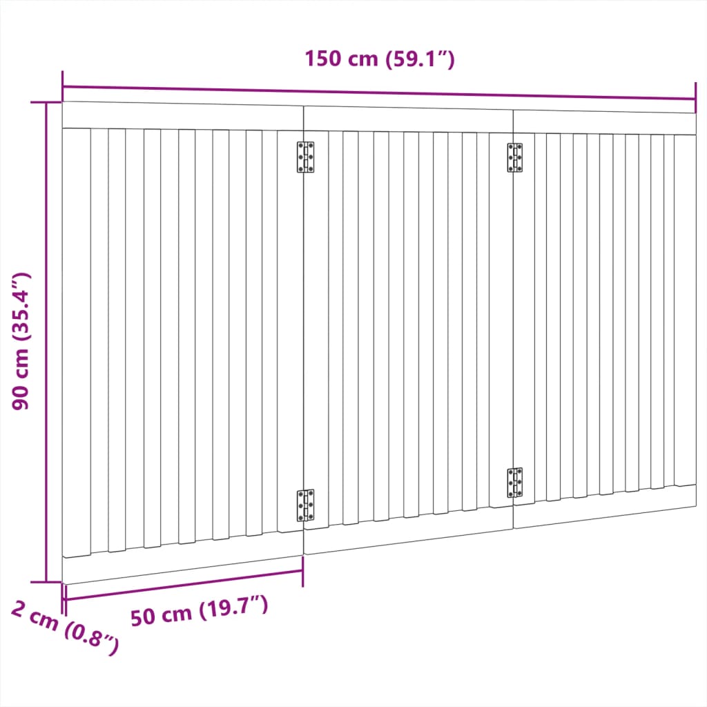 Hundegitter Faltbar 3 Paneele 150 cm Pappelholz