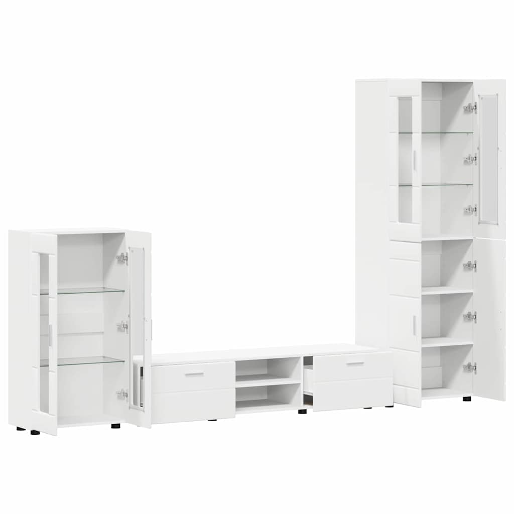 Highboard mit Regal FLORIN Weiß 60 x 35 x 182 cm Holzwerkstoff