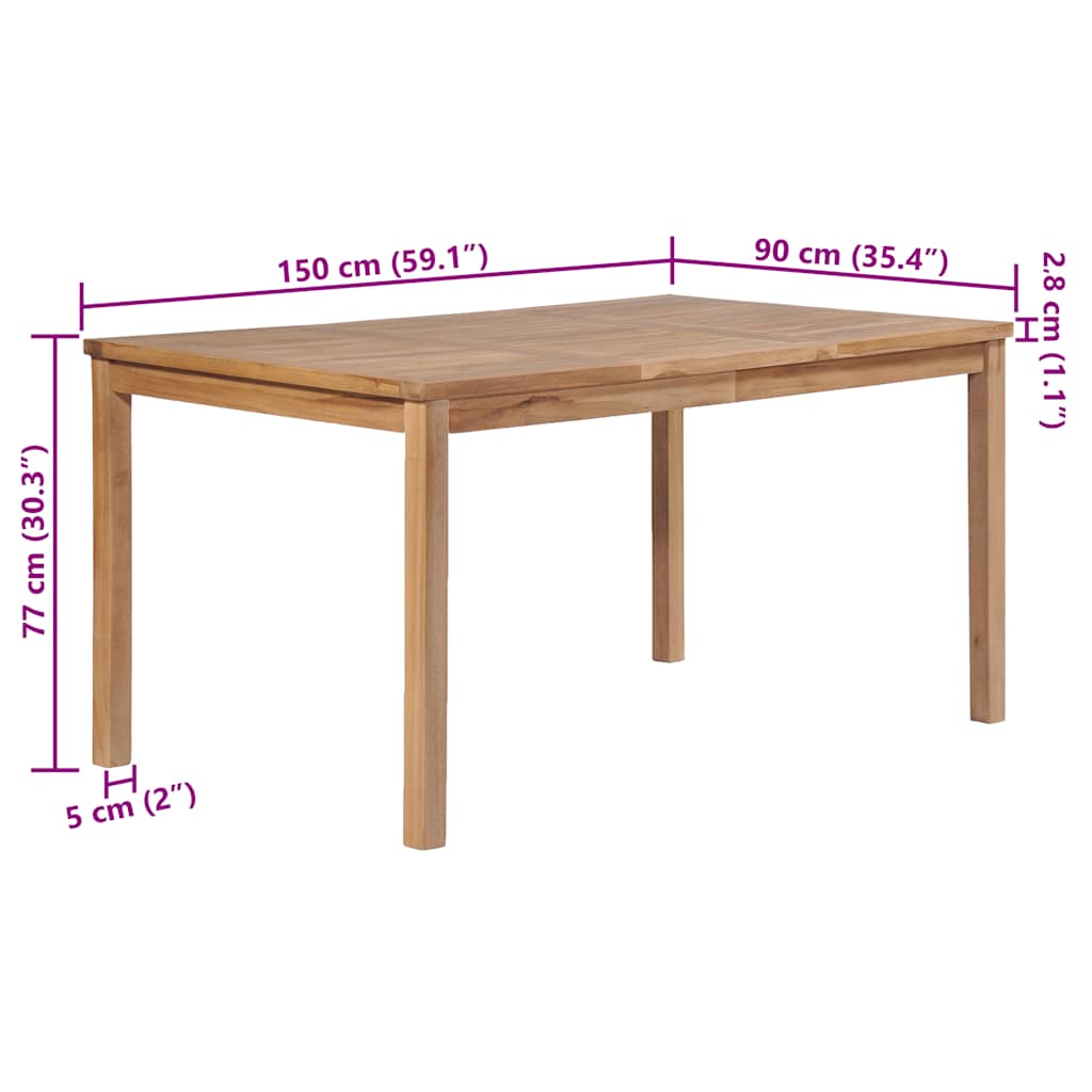 Garten-Esstisch 140x80x77 cm Massivholz Teak