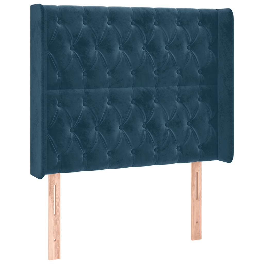 Kopfteil mit Ohren Dunkelblau 93x16x78/88 cm Samt