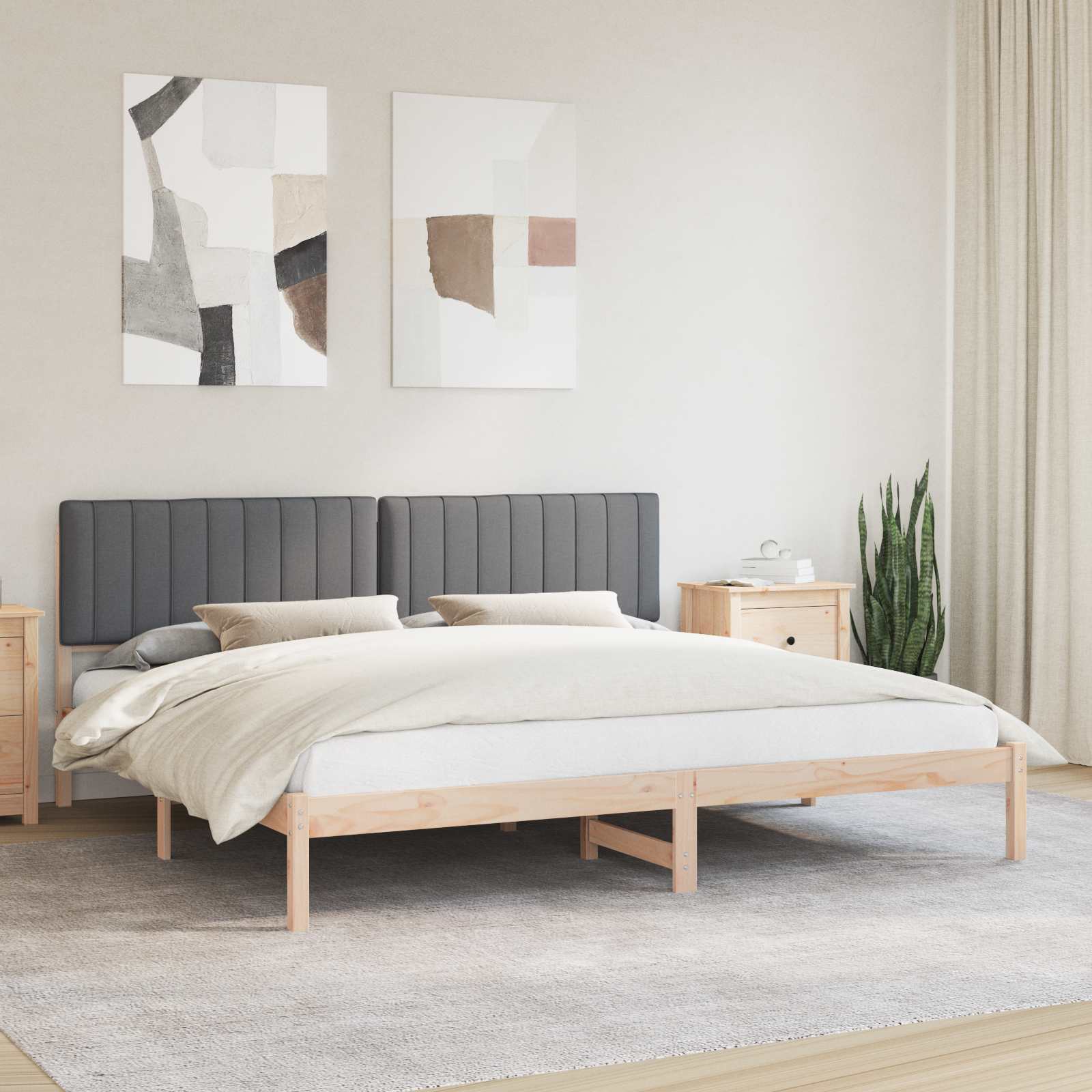 Bettgestell mit gepolstertem Kopfteil Hellgrau 200 x 200 cm
