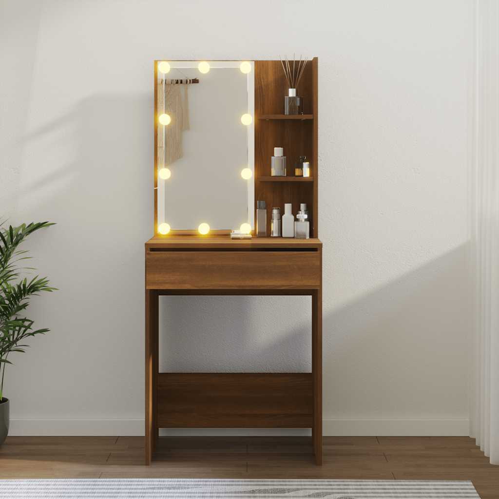 Schminktisch mit LED Weiß 60x40x140 cm