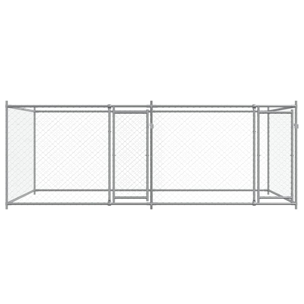 Hundezwinger mit Tür Grau 2x2x1,5 m Verzinkter Stahl