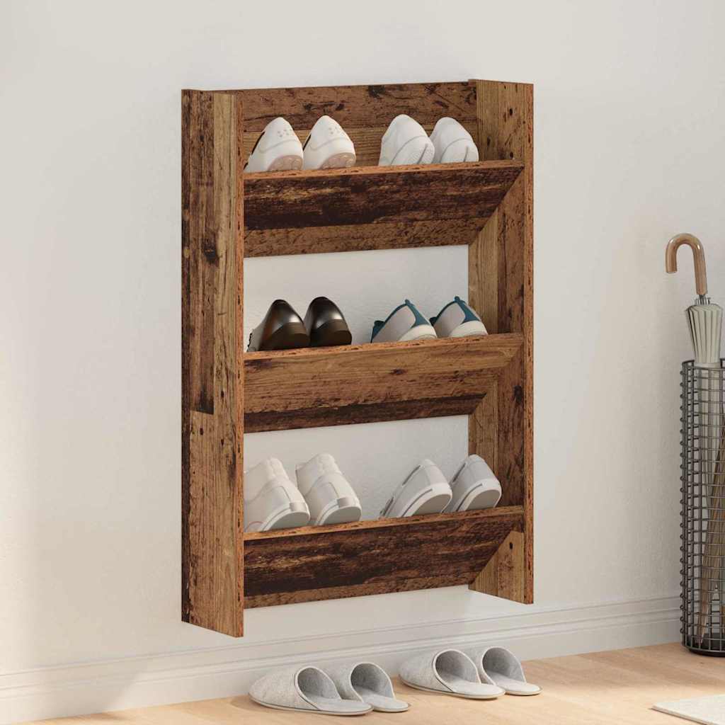 Wand-Schuhschränke 4 Stk. Weiß 60x18x60 cm Holzwerkstoff