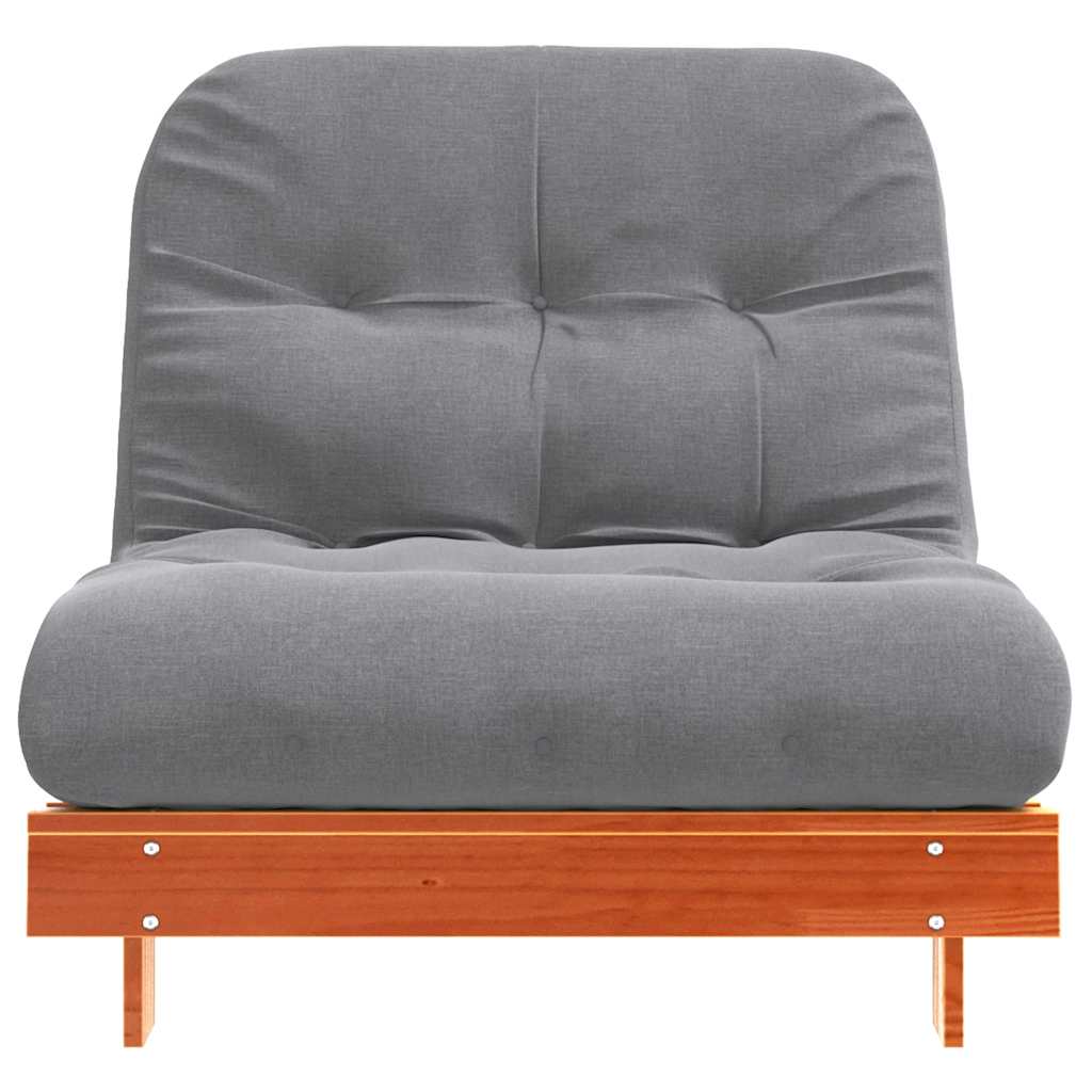 Futon Schlafsofa mit Matratze Braun 70x206x11 Massivholz Kiefer