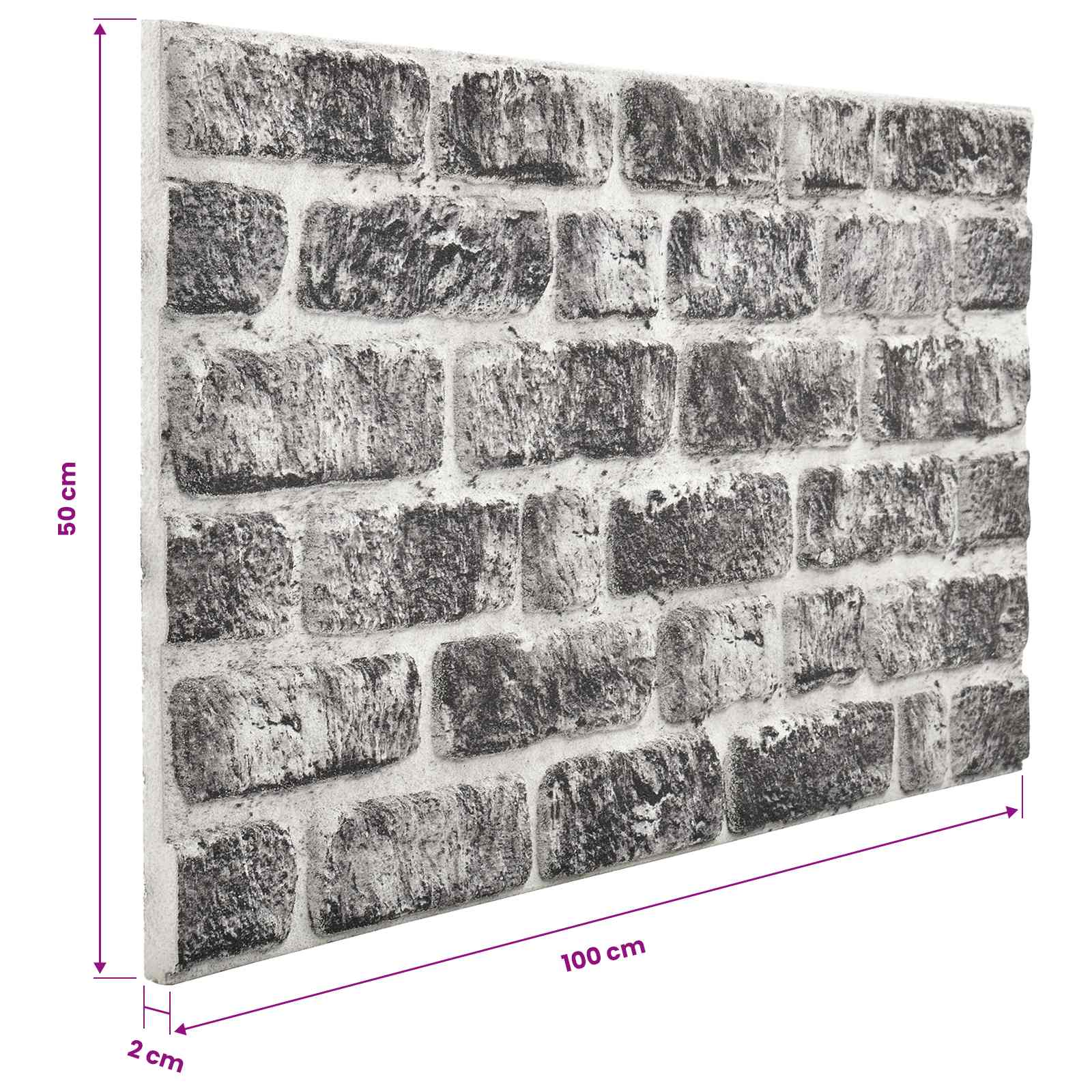 Wandpaneele 10 pcs Ziegel 100 x 50 cm EPS-Schaum