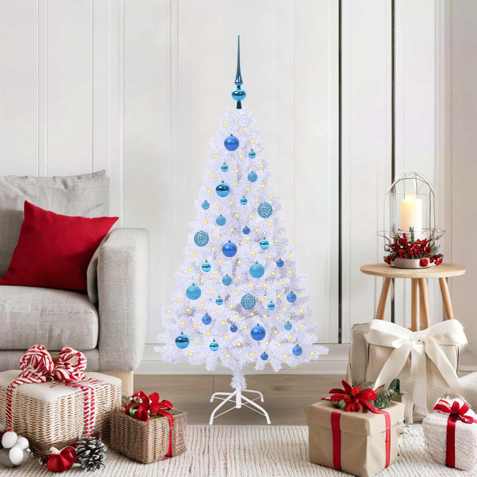 Künstlicher Weihnachtsbaum Weiß 120 cm PVC und Stahl