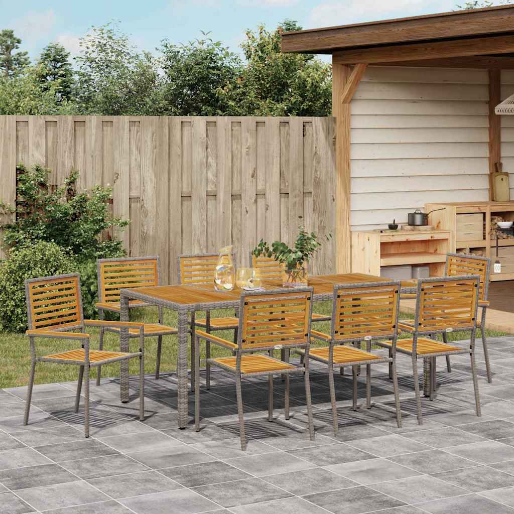 Garten Essgruppe 3 pcs Schwarz und Braun Poly-Rattan