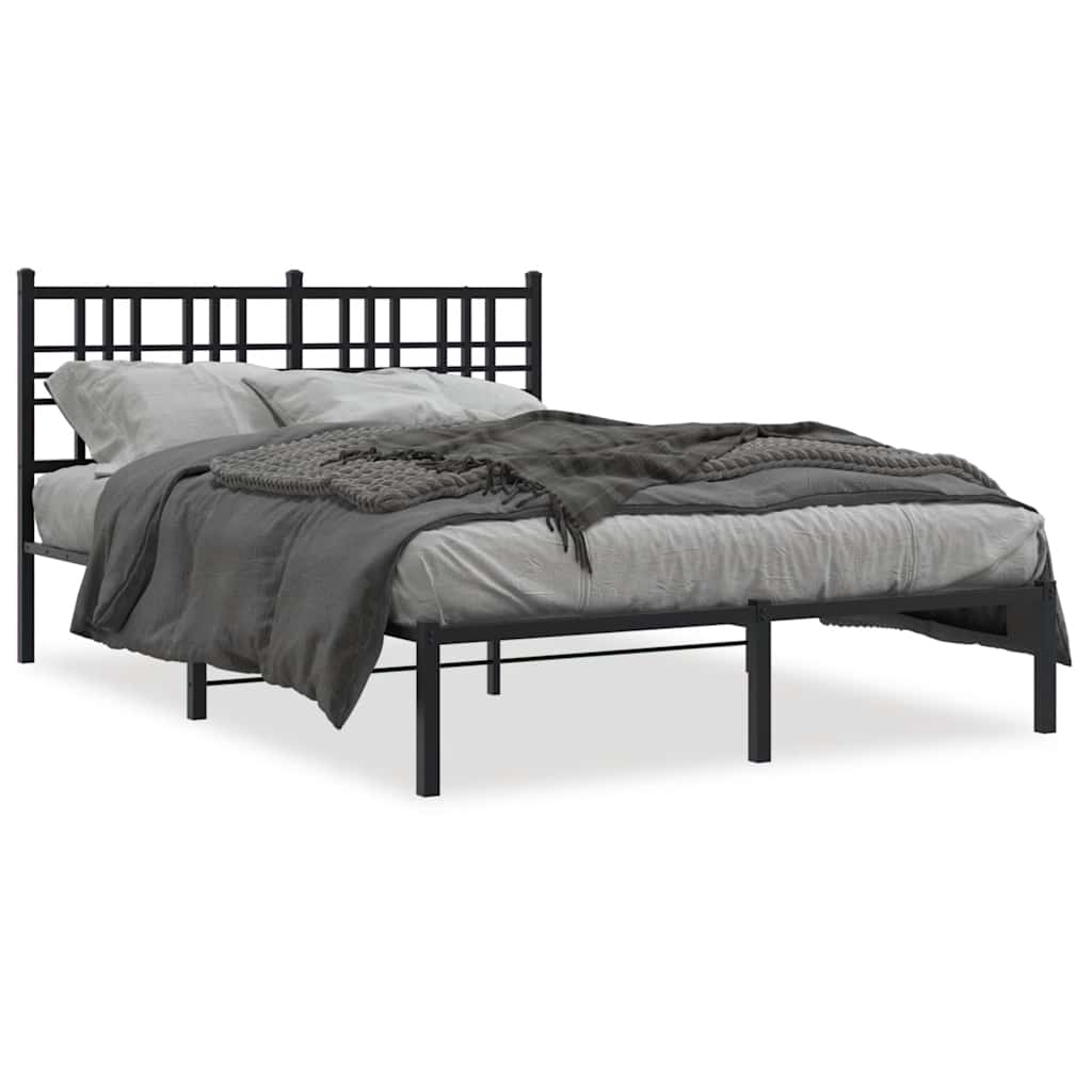 Bettgestell mit Kopf- und Fußteil Metall Schwarz 90x200 cm