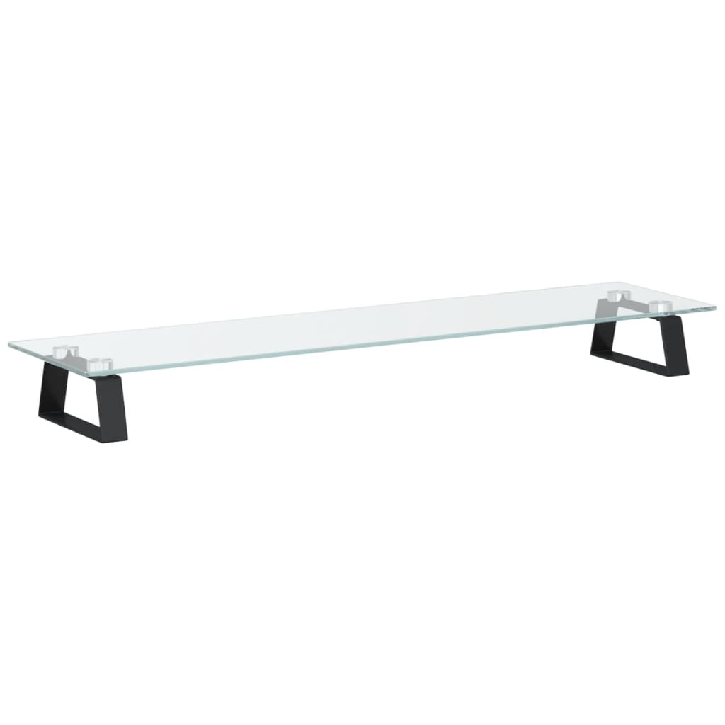 Monitorständer Weiß 60x20x8 cm Hartglas und Metall