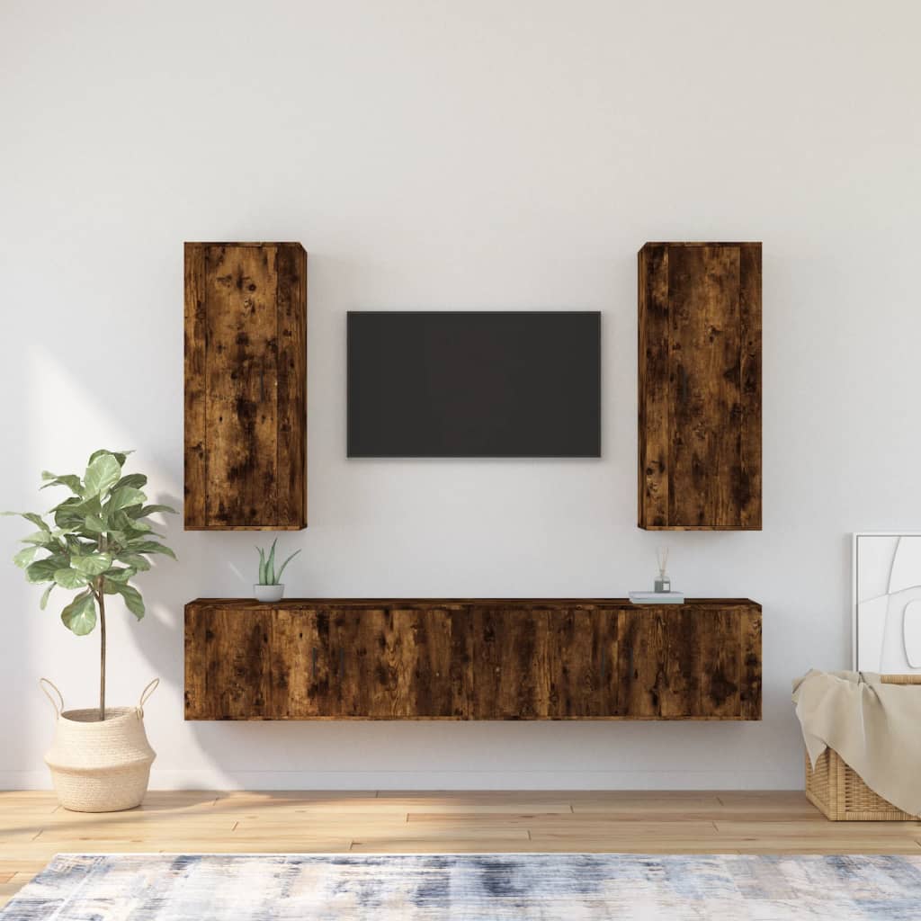 4-tlg. TV-Schrank-Set Weiß Holzwerkstoff