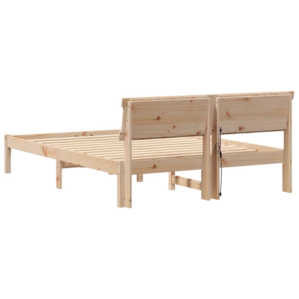 Bettgestell mit Kopfteil Braun 200 x 200 cm Massivholz Kiefer