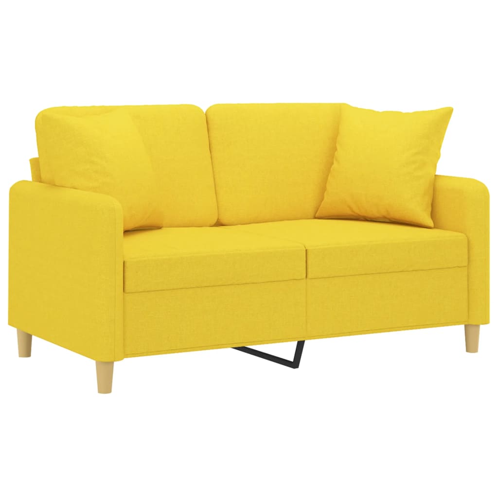 2-Sitzer-Sofa mit Zierkissen Braun 120 cm Stoff