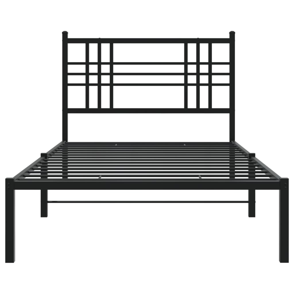 Bettgestell mit Kopf- und Fußteil Metall Schwarz 90x200 cm