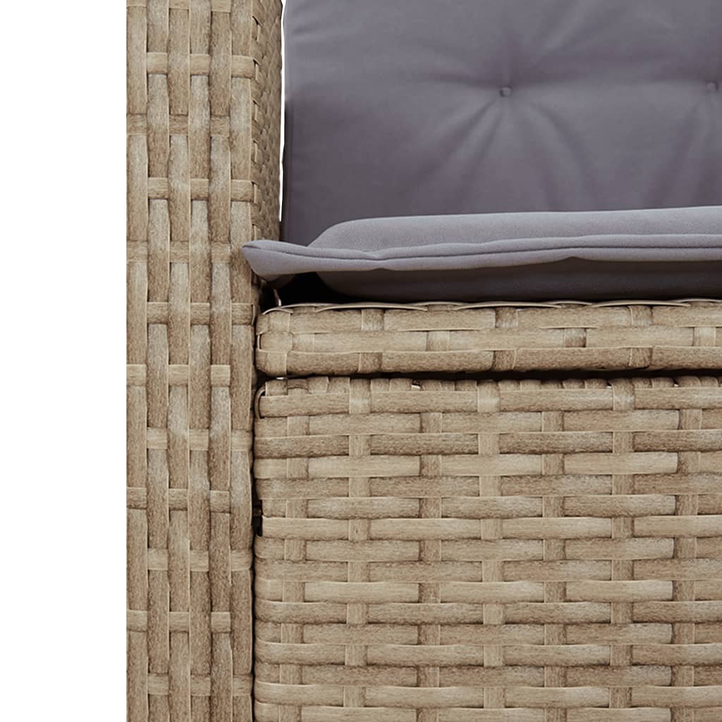 Gartenbank Verstellbar mit Kissen Schwarz Poly Rattan