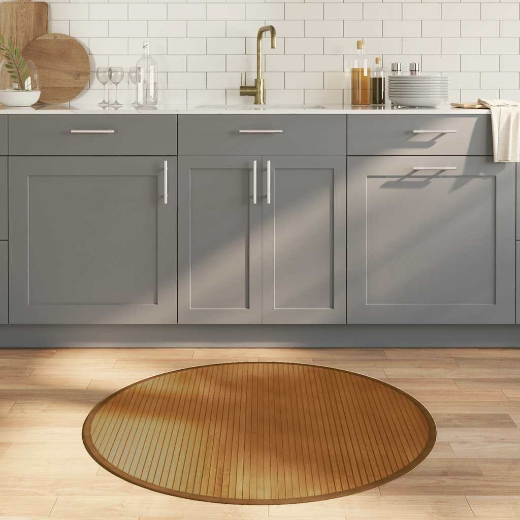 Teppich Rund Schwarz 60 cm Bambus