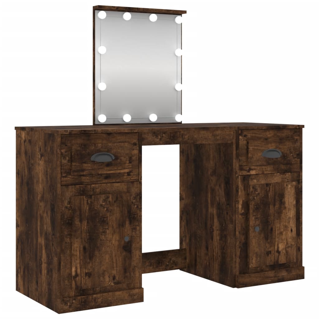 Schminktisch mit LED-Leuchten Sonoma-Eiche 130x50x132,5 cm