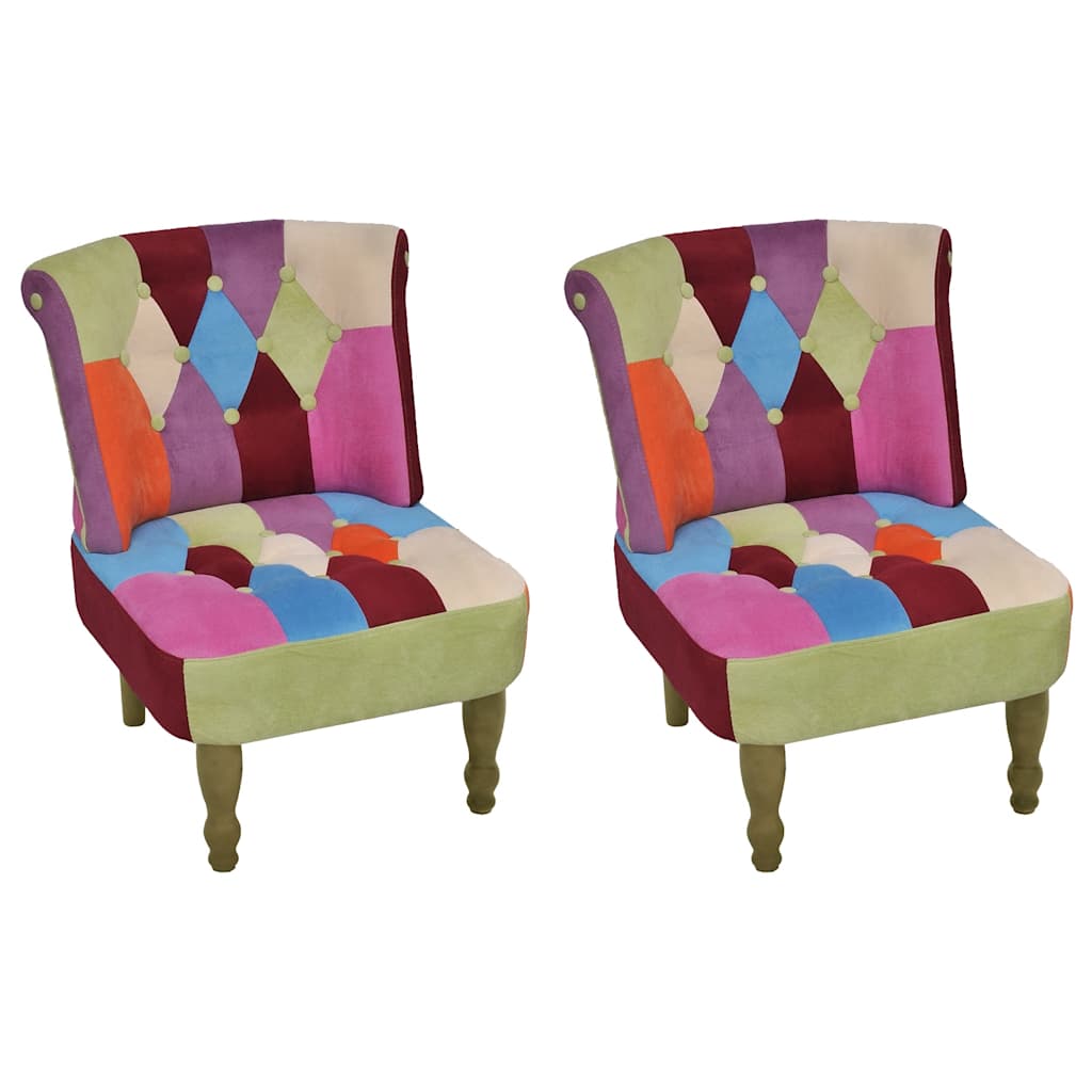 Französischer Stuhl mit Patchwork-Design Stoff