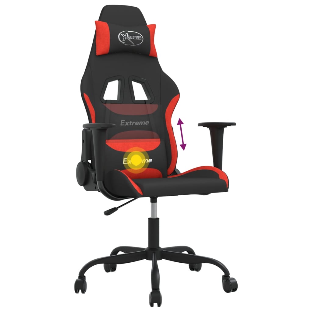 Gaming-Stuhl mit Massagefunktion Schwarz und Creme Stoff