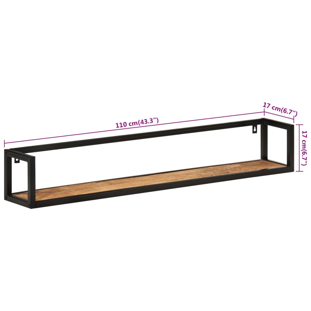 Wandregale 2 Stk. 120 cm Raues Mangoholz