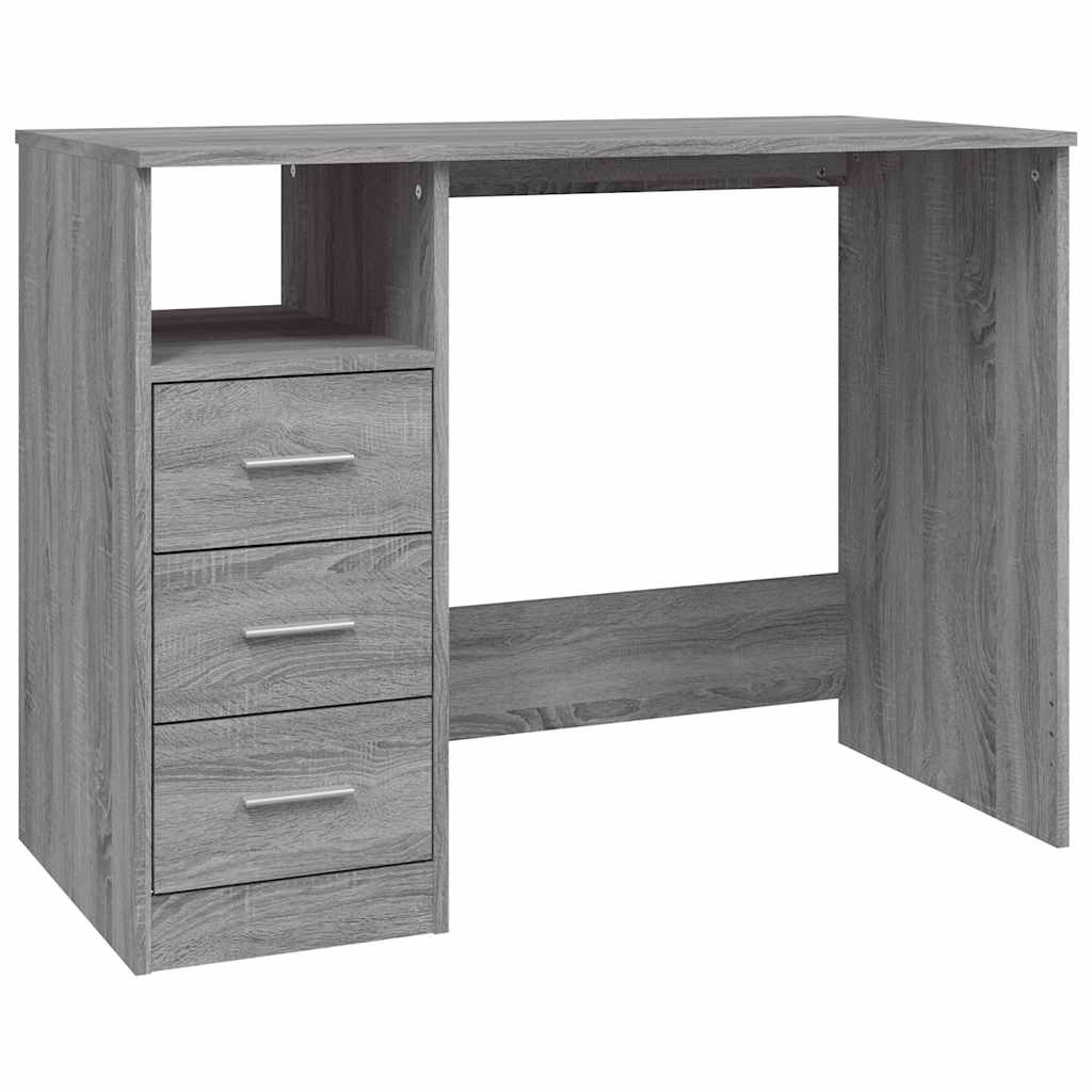 Schreibtisch mit Schubladen Weiß 102x50x76 cm Holzwerkstoff