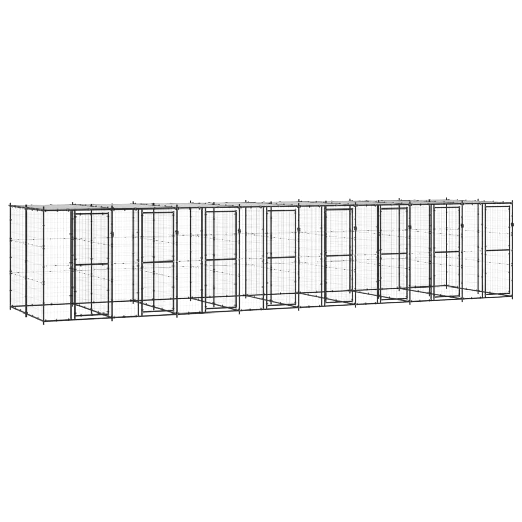 Outdoor-Hundezwinger Stahl mit Überdachung 110x220x180 cm